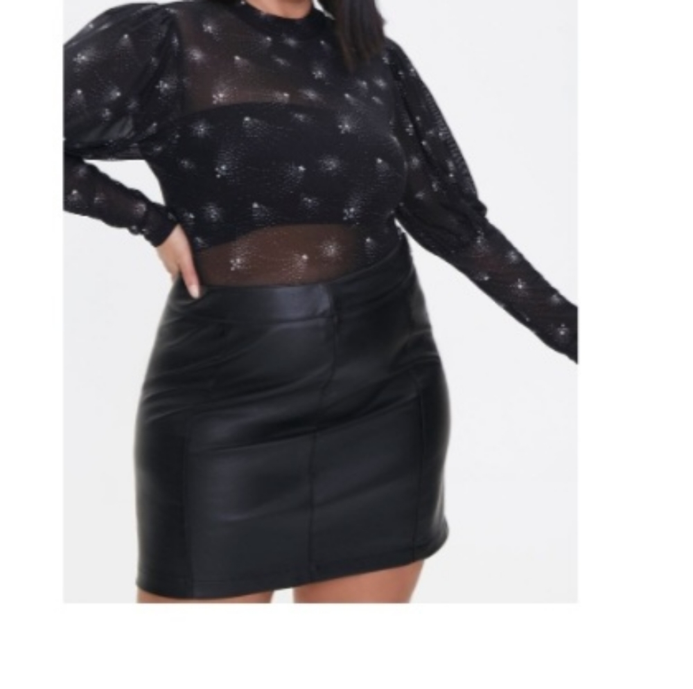 ♡ Forever21+ Starry Mesh Bodysuit